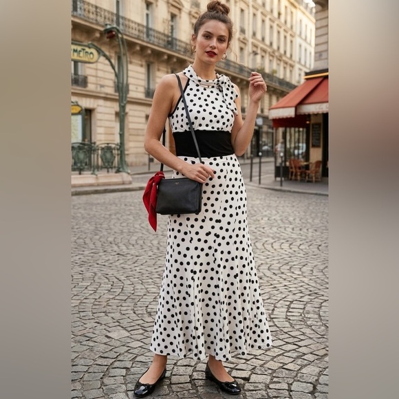 Joseph Ribkoff Other - Vintage Joseph Ribkoff Parisian Black/White Polka Dot Set - Stretchy - Fits S:M